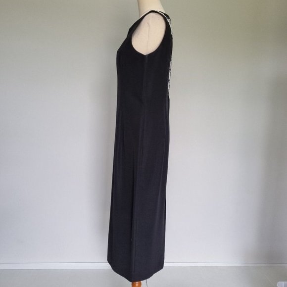 Marshal Gerald Ashley Black Floral Emroidered Midi Dress Vintage 90s Size 12 - Picture 4 of 8